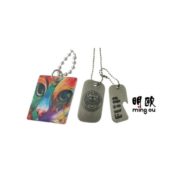 Lovely Square Shape Metal Dog Tag For People 50 * 38 * 3mm Size