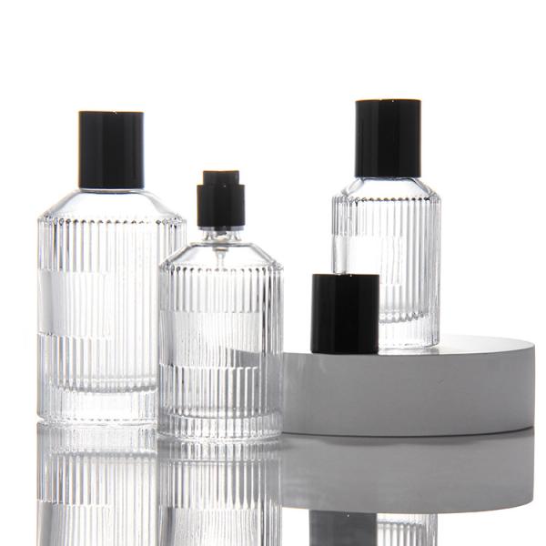 Garrafa de perfume transparente de cilindro OEM Garrafa de perfume de vidro de 50 ml com caixa de presente Pulverizador de bomba
