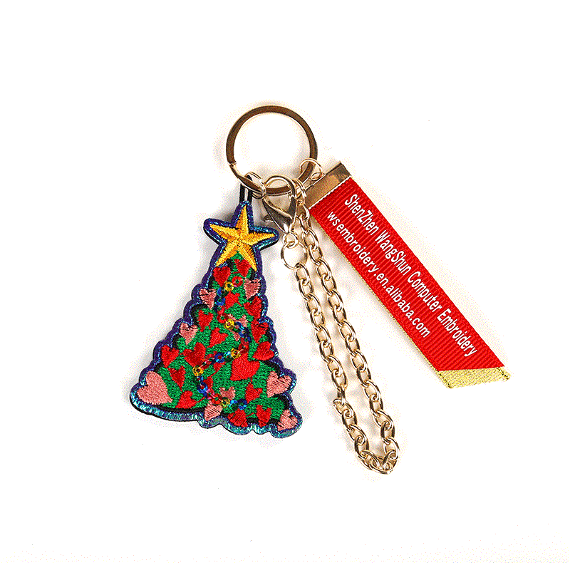 Custom Keychain Christmas Pendant Personalized Embroidered Backpack Pendant Keychain