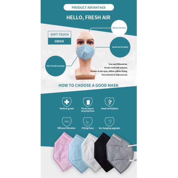 Adjustable Children'S Disposable Face Masks High Filtration Rate N95 Grade