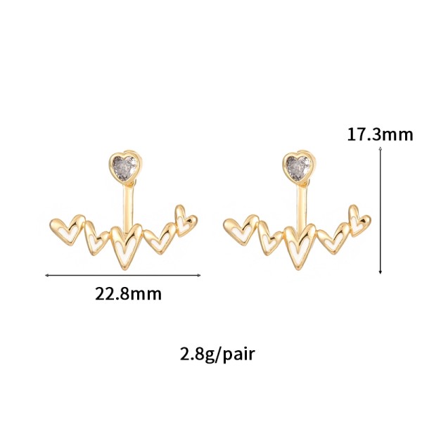 Brass 2025 New Love Earrings Heartbeat Frequency Wave Earrings Hypoallergenicity CZ Women ECG Earrings