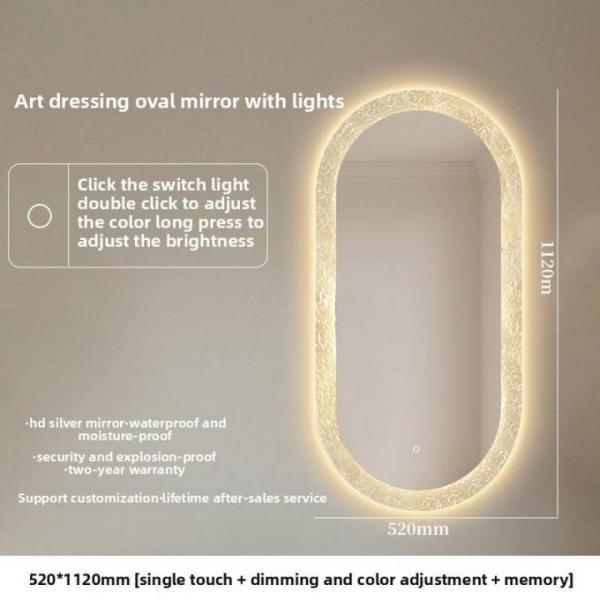 Kinstin Oval-shaped LED Bathroom Mirror - Modern Smart Hotel Grade with Anti-Fog & Touch Dimming