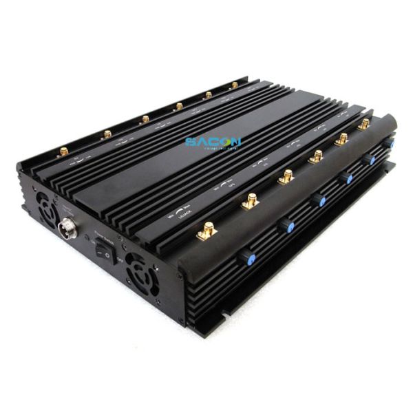 30W Output Power 12 Channels Wireless Signal Jammer with Car Adaptor Design for Prison Cell Phone Blocking