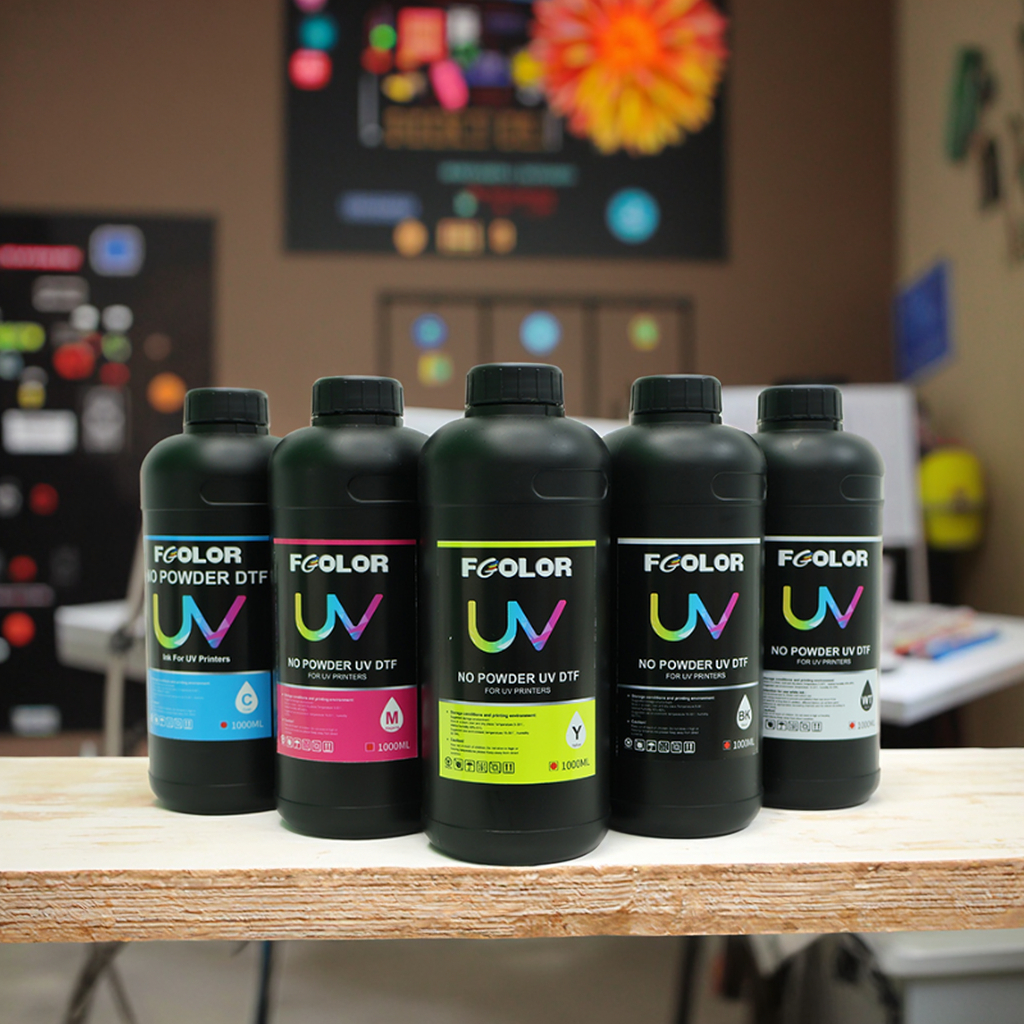 Fcolor UV DTF Ink for Printing - High Adhesion on Curved/Flexible Surfaces -