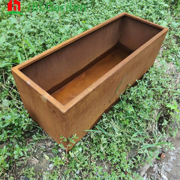 Corten Flower Pot de aço Decorativo de exterior Cama de sementes levantada Plantação de metal Plantação de aço Corten Rusty