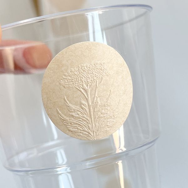 Custom Round Embossed Logo Texture Paper Label Sticker Roll