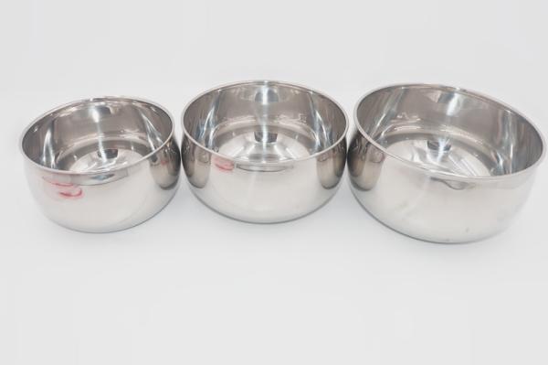 3 pcs Big size 16cm 18cm 20cm  round shape food preservation box stainless steel storage container set