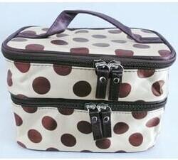 classical promotional Fashion cosmetic bag and cases with 2 top Zipper and handle