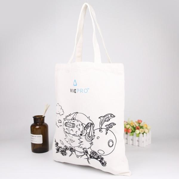 Folding Custom Drawing Cotton Printed Reusable Shopping Bags Washable