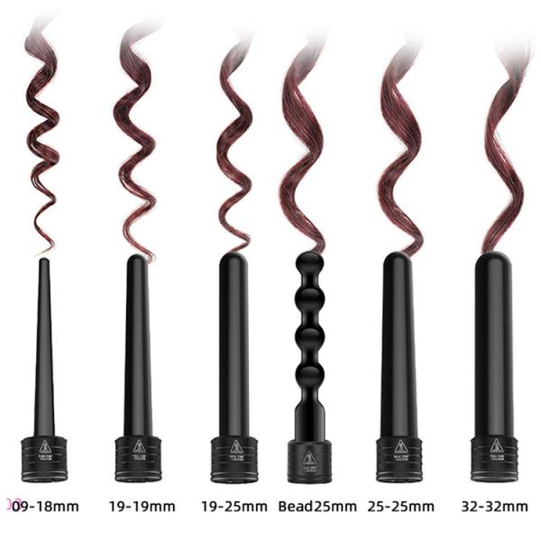 Interchangeable 6 In 1 Electric Hair Curler Set Ceramic Barrel LED Display