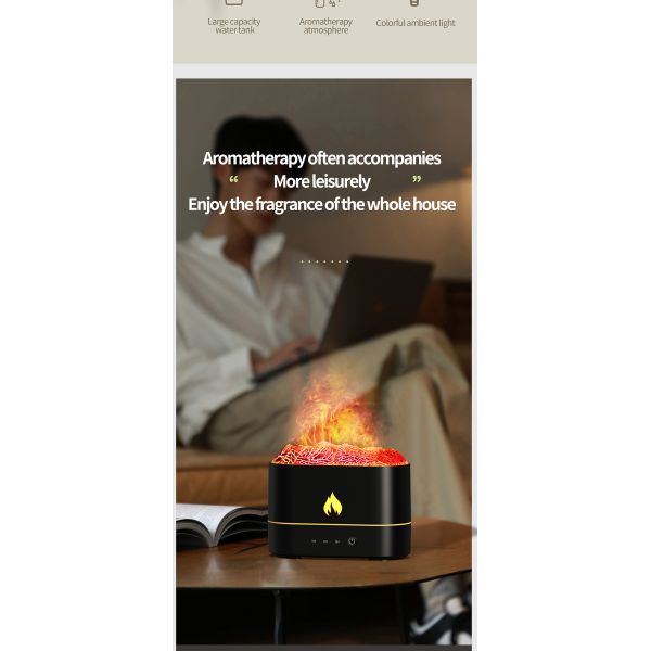 Portable Fire Flame Lava Crack Design Aroma Humidifier with Color Changing Light