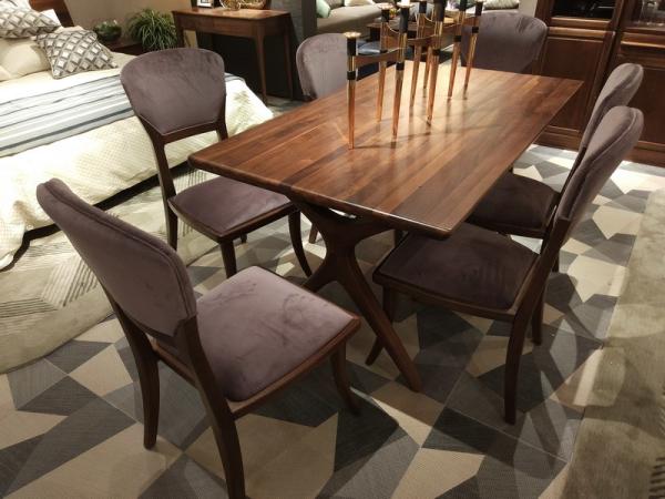 Nordic style Living room Furniture Walnut Wooden Circular Dining table in Special design Legs and Stainless steel plate