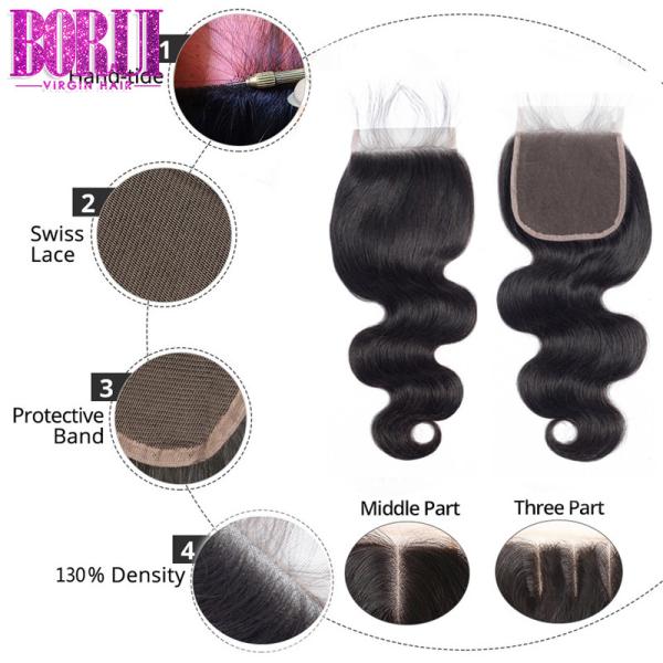 O fechamento transparente do laço do cabelo humano do laço arrancou pre com cabelo do bebê toda a cor