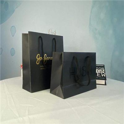 Black Logo Custom Printed Paper Bags For Shopping