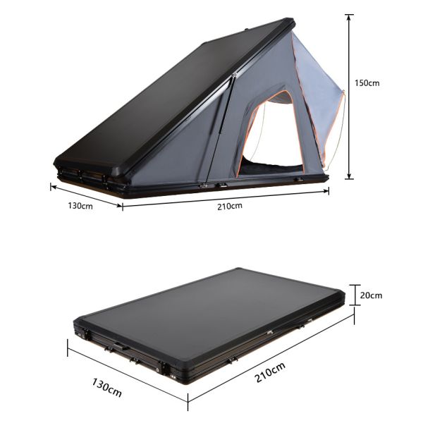 Camping Aluminum 4 Person Roof Top Tent Car Rooftop Tent Triangle  Hard Shell Top Roof Tent