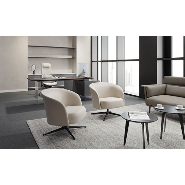 Full Silicone Leather Lounge Chair Microfiber PU Alloy Base Leather Leisure Chair