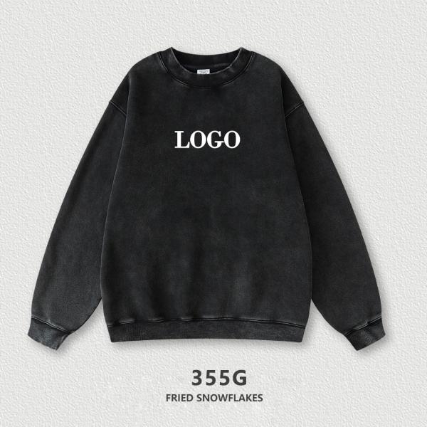 Oversized Crewneck Sweatshirt Womens Unisex Plain Embroidery Printing Acid Wash Blank 100% Cotton