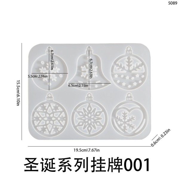Christmas Full Board Pendant Hanging Dropping Mold DIY Round Snowflake Bell Aromatherapy Gypsum Mold