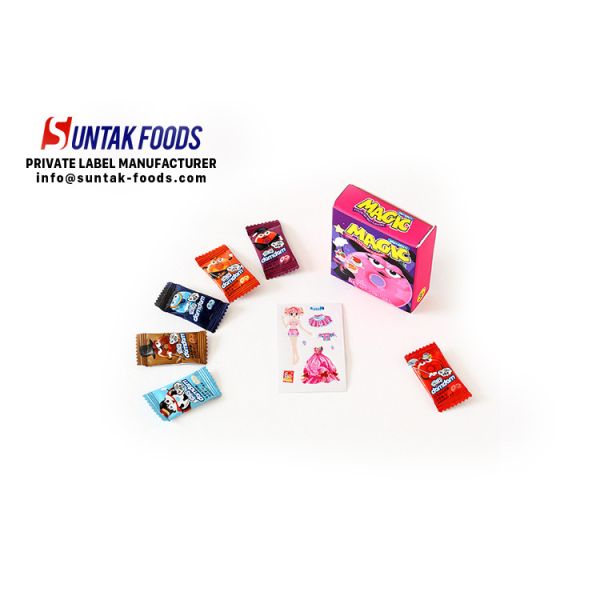Mini Circle Shape Independent Bagged Sour Sweets Candy In Paper Box