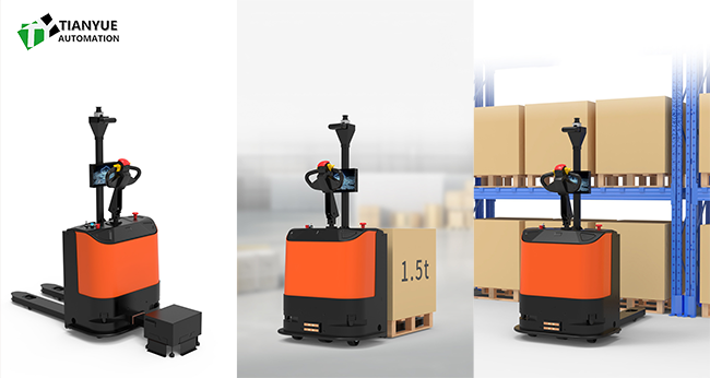 Intelligent Unmanned Forklift Heavy Duty Forklift Truck with Lithium Iron Phosphate Power Supply Laser Sensor Obstacle Detection and Servo Motor Drive
