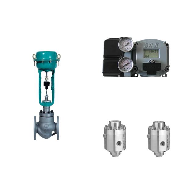 Válvula de controlo pneumática com posicionador Masoneilan SVI2-21113121 e válvula de regulação de pressão Tescom 26-1100