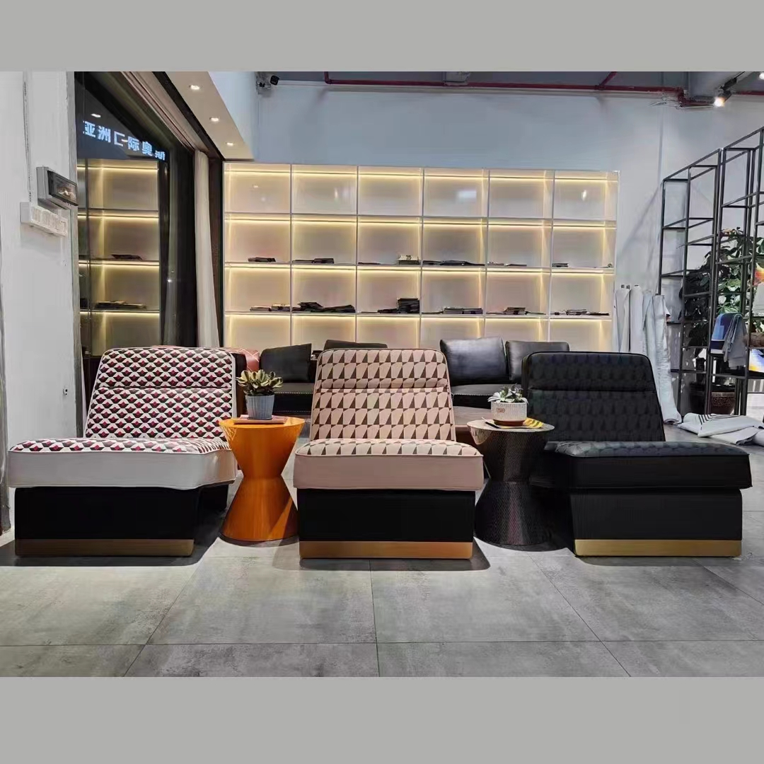 Black White Texture Custom Sofa Bed With Metal Leisure Chair