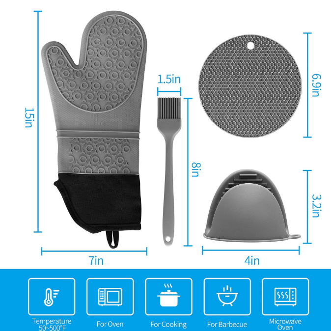 Теплостойкие наборы держателей бака перчаток печи силикона для выпечки