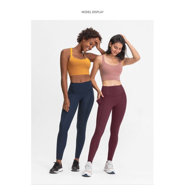 Women Side Phone Pocket 220gsm Workout Leggings Tights No T Line Squatproof Hip Lift