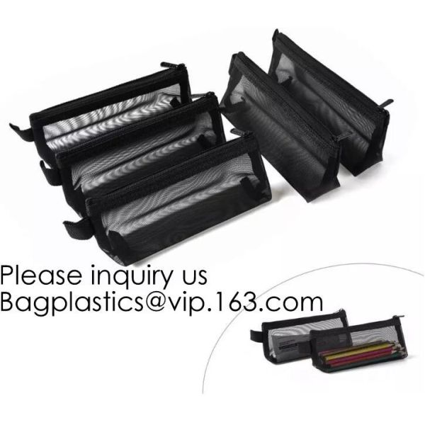 Mesh Makeup Bag See Through Zipper Pouch Travel Cosmetic and Toiletries Organizer Bags for Women Large & Medium, bagease