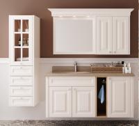 Vanité blanche de salle de bains en bois solide de couleur de partie supérieure du comptoir de lavage de Cabinets imperméables de main