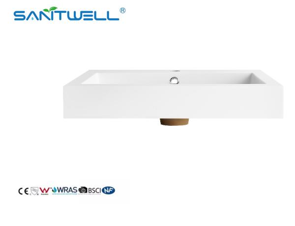 New Lavabo Sizes SW6049-600 Customized Acceptable Artificial Stone Matt White Durable Stone SInks For Hotel