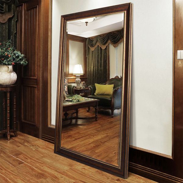 Luxury Golden PS Frame Baroque Style Floor Mirror Full Length For Entryway