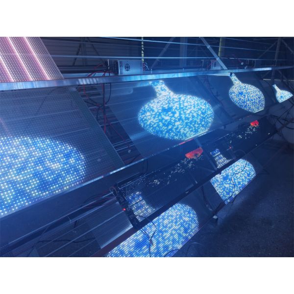 Light And Thin RGB Color LED Transparent Film Screen For Large Buildings
