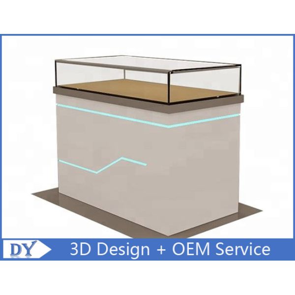 1200X550X950MM Wooden Glass Jewelry Counter Display Cases With Locks