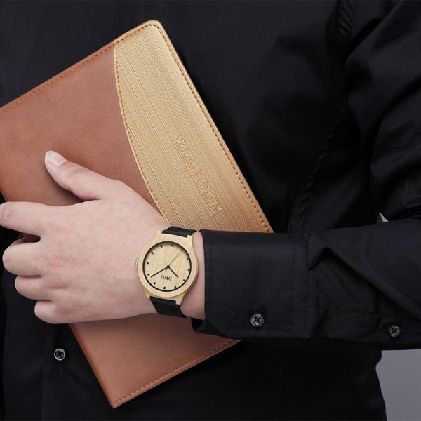 Portable Handcrafted Original Wood Watch , Auto Date Miyota Quartz Watch