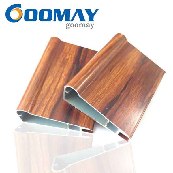 Modern Furniture Wood Grain Kitchen Cabinet T6 Door Aluminum Profile
