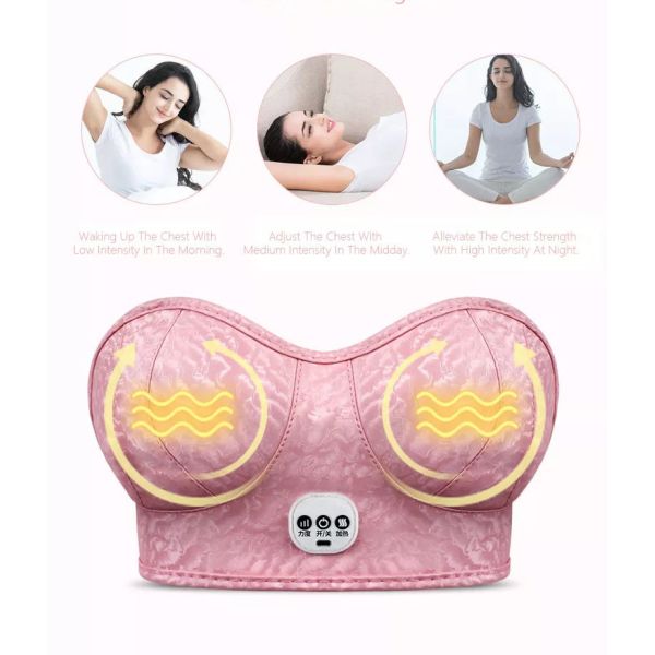 USB Electric Breast Massage Bra , ODM Electric Heated Bra PU leather material
