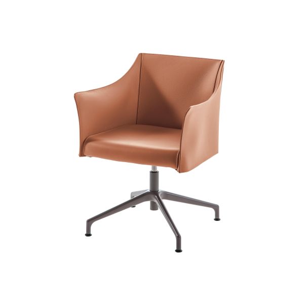Office O CAP Fiberglass Arm Chair With Pigmented Leather Body