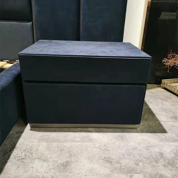 Bedroom Bedside Table With 2 Drawers Solid Wood Frame Luxury Modern Furnitures 600mm