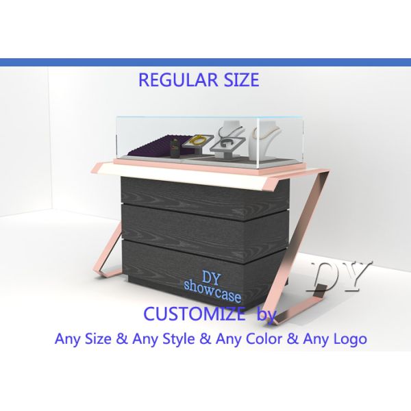 Black Rose Gold Wood Glass Sit Down Jewelry Store Showcases Elegant And Comfortable