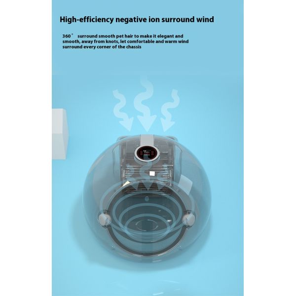 Eco-Friendly Intelligent Charge-Powered Automatic Dryer for Dogs & Cats Plastic Blower Easy Clean Drying Box Pet Shower Brush