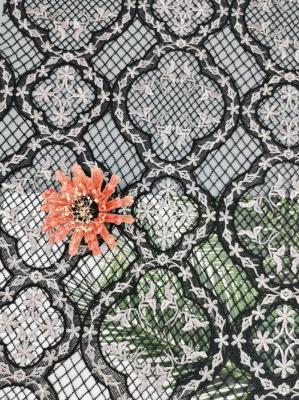 Water Soluble Embroidery Colored Floral Chemical Lace Fabric