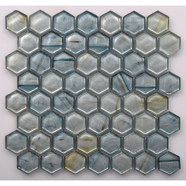 H4452L01 Hexagonal Shape Iridescent Glass Mosaic