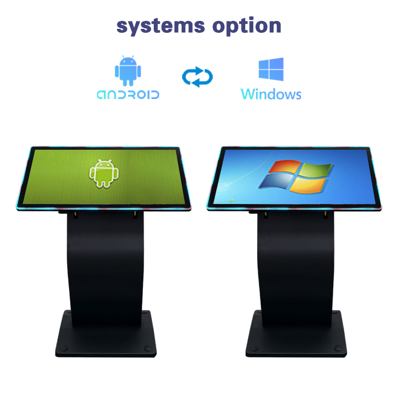 32 Inch Touch Screen Kiosk with RGB LED Edge Light and Height-Adjustable Stand for Self-Service Terminal