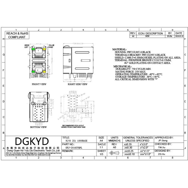 Stack two port 10 Pin 1000 BASE RJ45 Jack Female Ethernet Connector with LED EMI