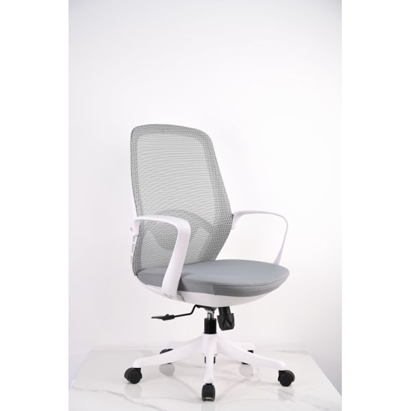 Staff Meeting Ergonomic Mesh Office Chair with Low Back White Frame
