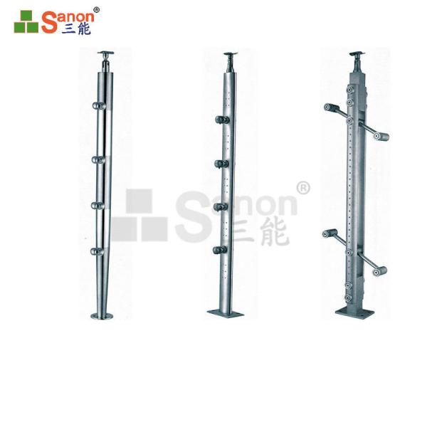 Anti Rust Silver Stainless Steel Railing Posts Horizontal Load Resistance