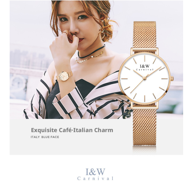 Ultra Thin Minimalist Ladies Quartz Watch Simple Dial Milanese Mesh Metal Strap 3 Colors Elegant Daily Dress Wrist Watch Gift For Women