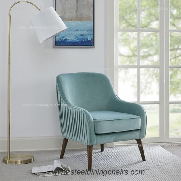 Velvet Upholstered Luxury Lounge Wood Leg 90cm 75cm One Seater Couch