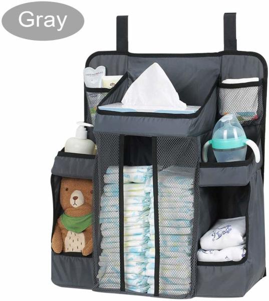 Baby Essentials Hanging Washable Diaper Caddy With 2 Velcro Straps